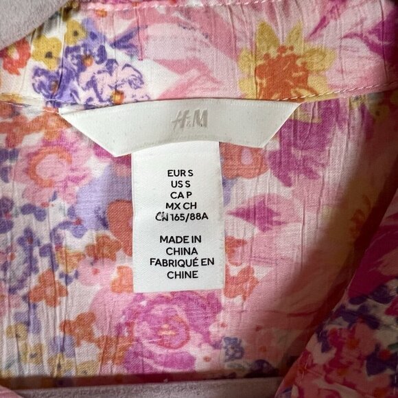 H&M Floral Button Up Collared Shirt Women’s Size‎ Small Colorful Boho Artsy - Picture 5 of 10
